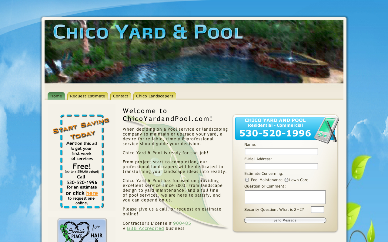 Gardener and Yard and Pool Website Design